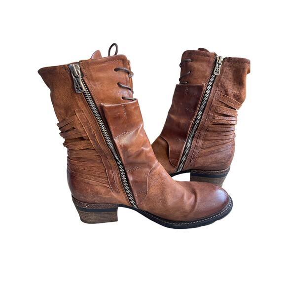 AS98 Chet Katarina Brown Cognac Leather Mid Calf Boot Size EU 41 US 10 - Picture 2 of 11